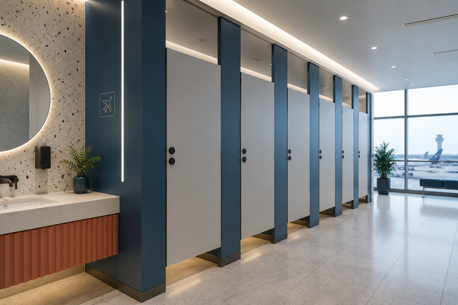 Airport Restroom Partitions